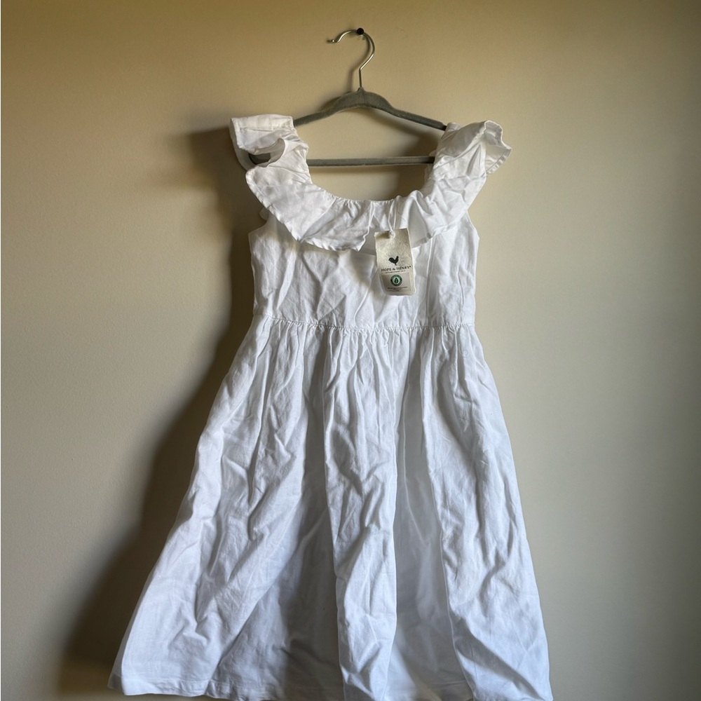 Elegant White Cotton Ruffle Dress for Kids